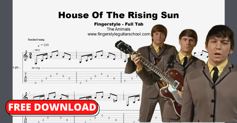 HOUSE OF THE RISING SUN Fingerstyle Tab FREE Easy PDF